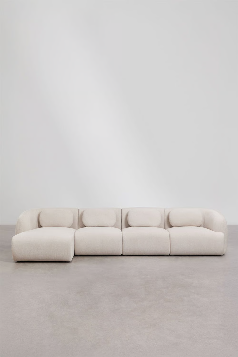UV HOME 4-piece left modular chaise longue sofa in chenille Coquette