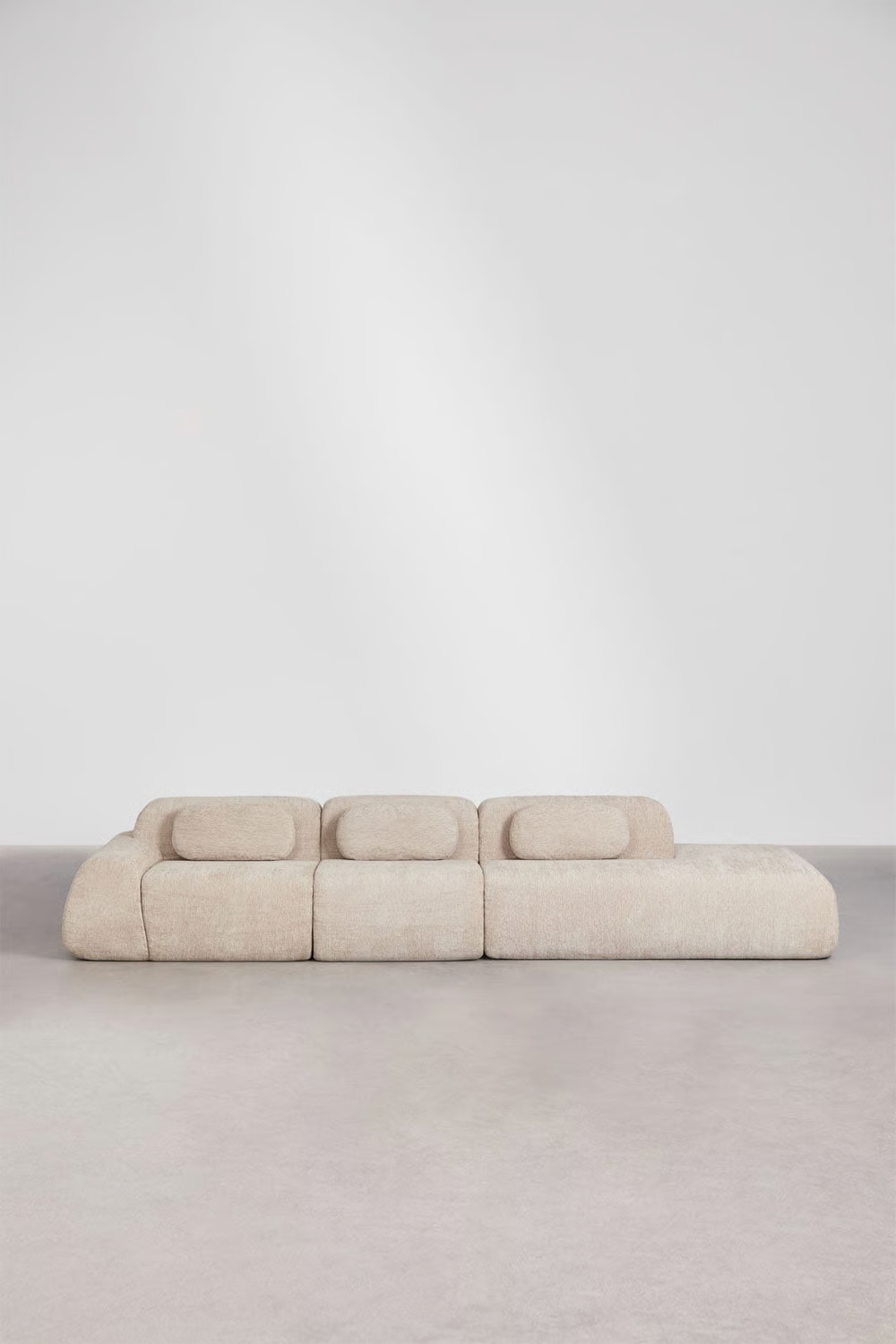 UV HOME Modular 3-part corner sofa with right couch in vacuum-packed chenille Merida