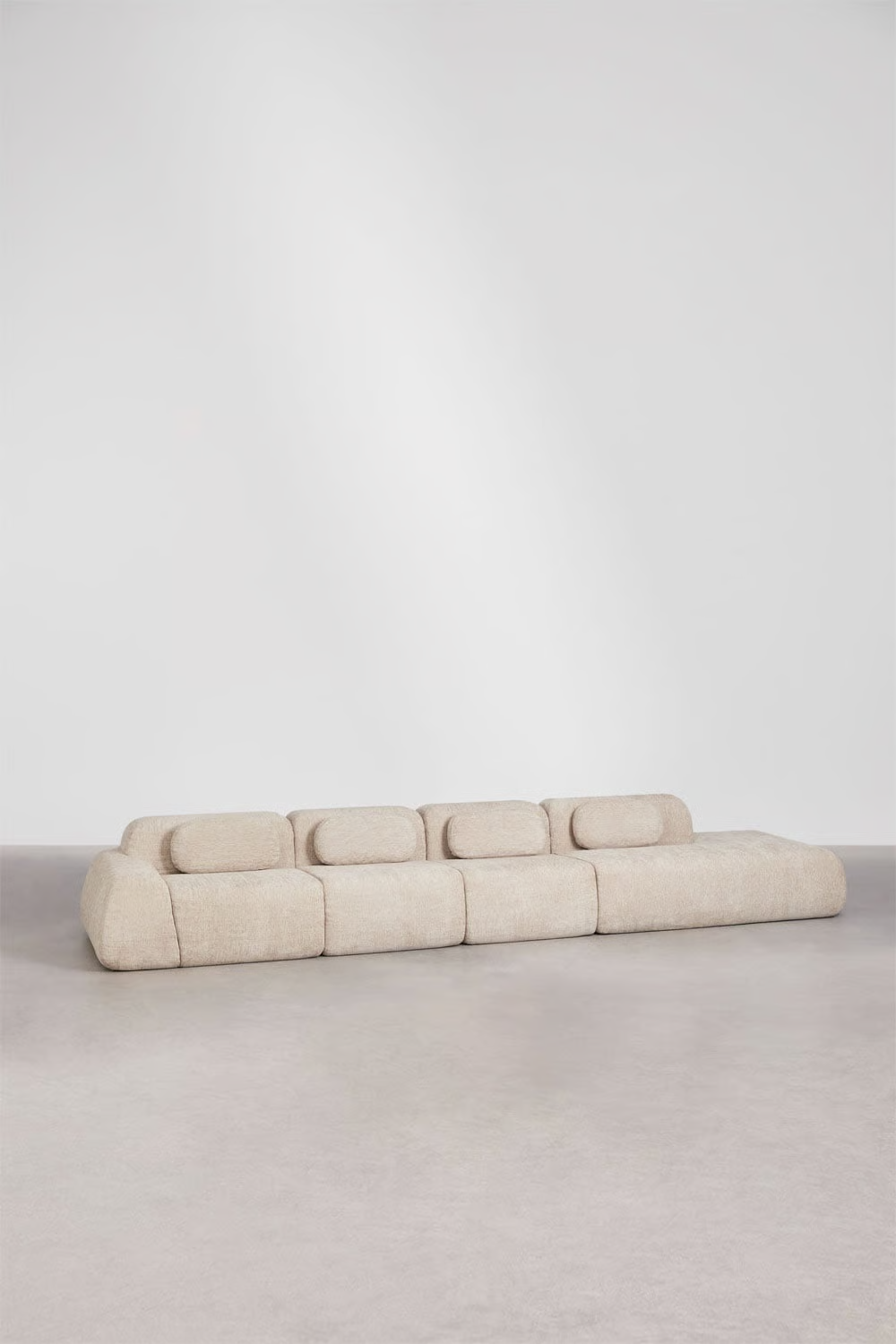 UV HOME Modular 4-part corner sofa with right couch in vacuum packed chenille Merida