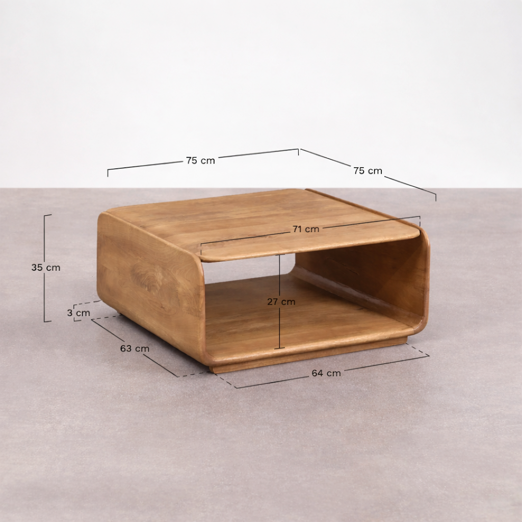 UV Home Tinsley Square Coffee Table – Wooden Living Room Table
