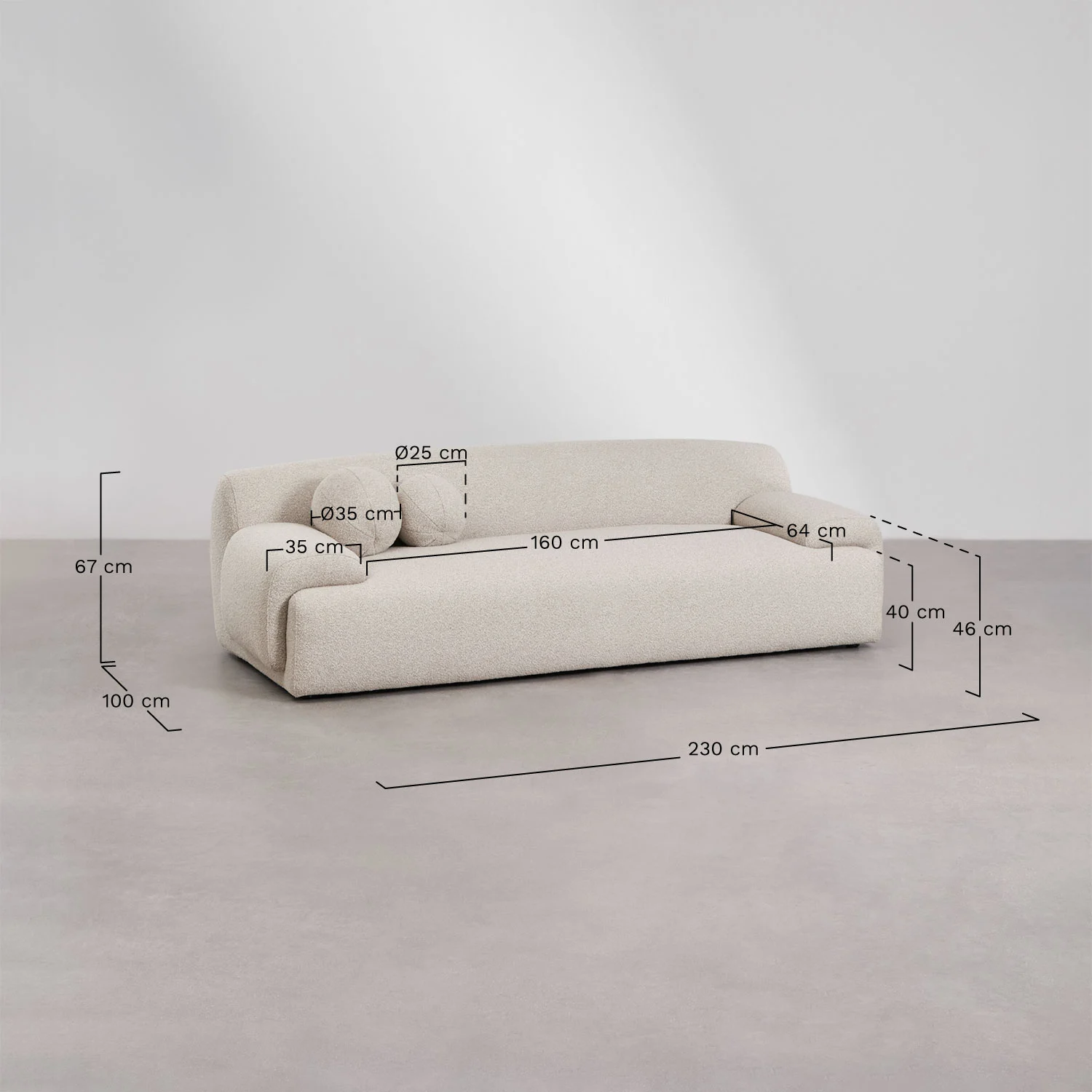 UV Home 3-Seater Sofa Shirina Upholstered
