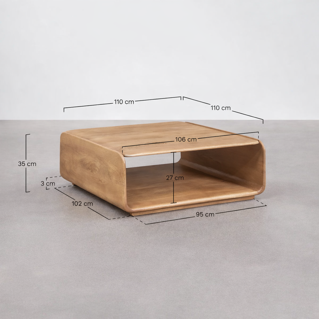 UV Home Tinsley Square Coffee Table – Wooden Living Room Table