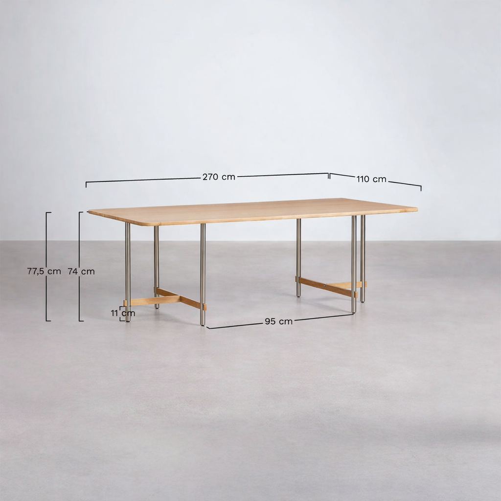 UV Home Osaka Rectangular Dining Table – Mango Wood & Steel