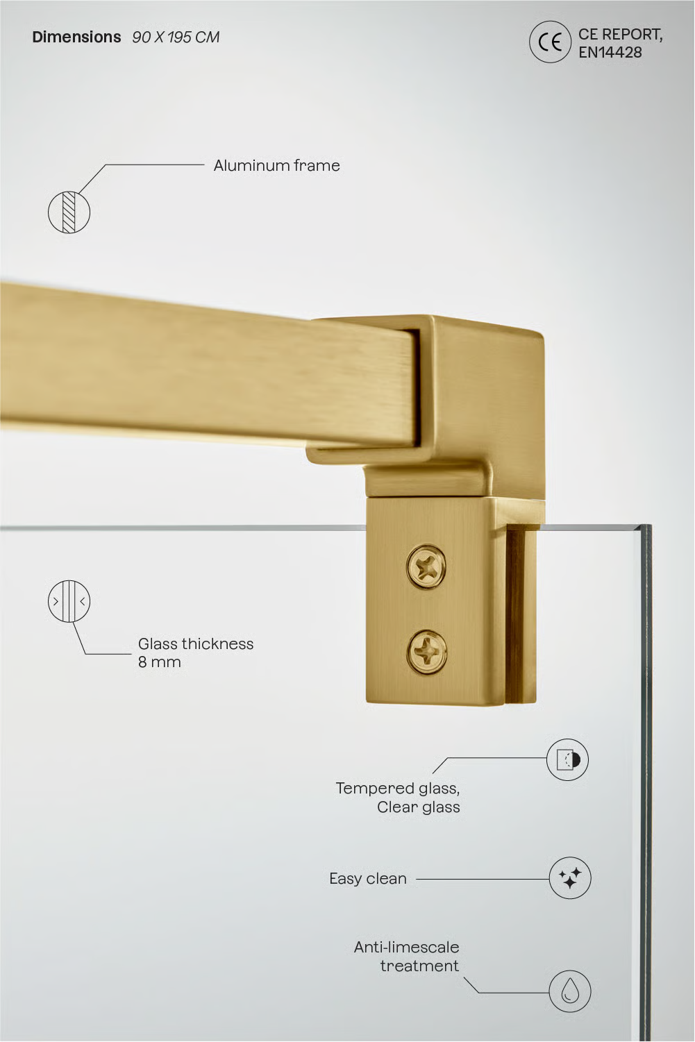 UV HOME Fixed shower enclosure with 8 mm tempered glass and Bristol aluminum