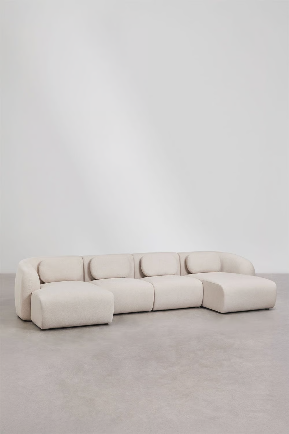 UV HOME Modular sofa with double chaise longue of 4 pieces in chenille Coquette