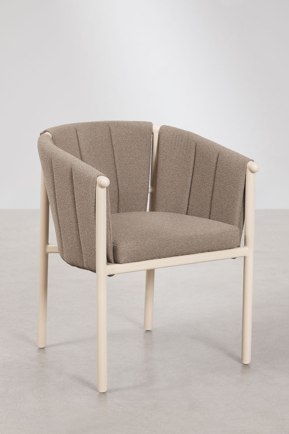 UV HOME Boleni Garden Chair with Armrests (Bouclé & Aluminium)