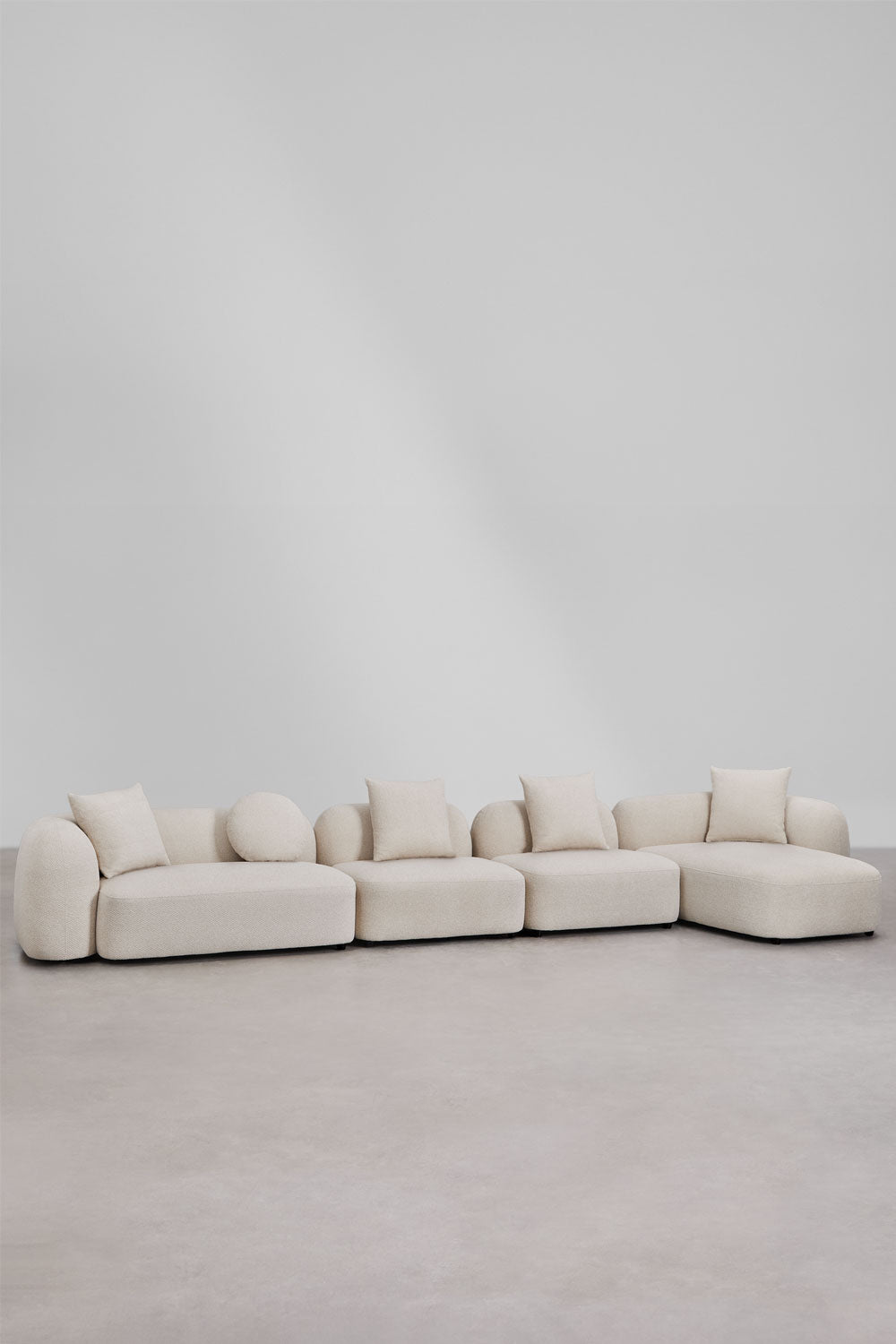 UV HOME Modular sofa with chaise longue right, 4-piece in chenille Coco