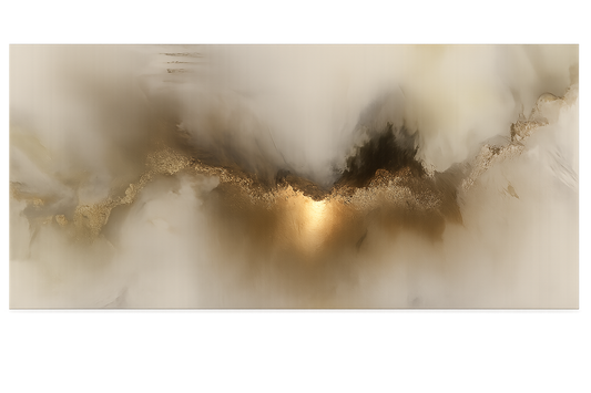 UV HOME – Grey & Yellow Abstract Cloud Oil Painting Print | Modern Canvas Wall Art Poster for Living Room Decoration