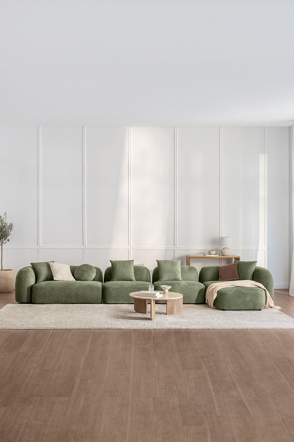 UV HOME Modular sofa with chaise longue right, 4-piece in chenille Coco