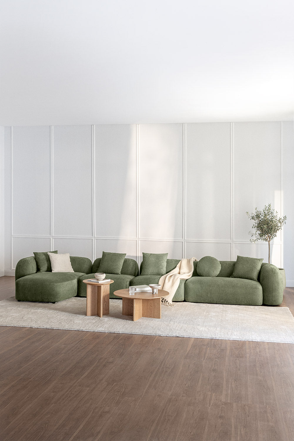 UV HOME Modular 4-piece chaise longue sofa left in Coco chenille