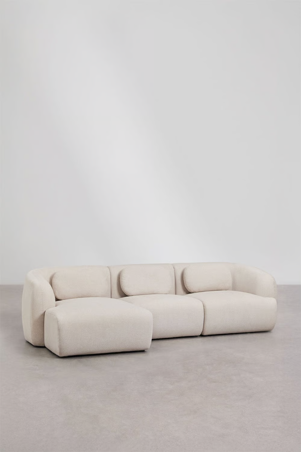 UV HOME 3-piece left chaise longue modular sofa in chenille Coquette
