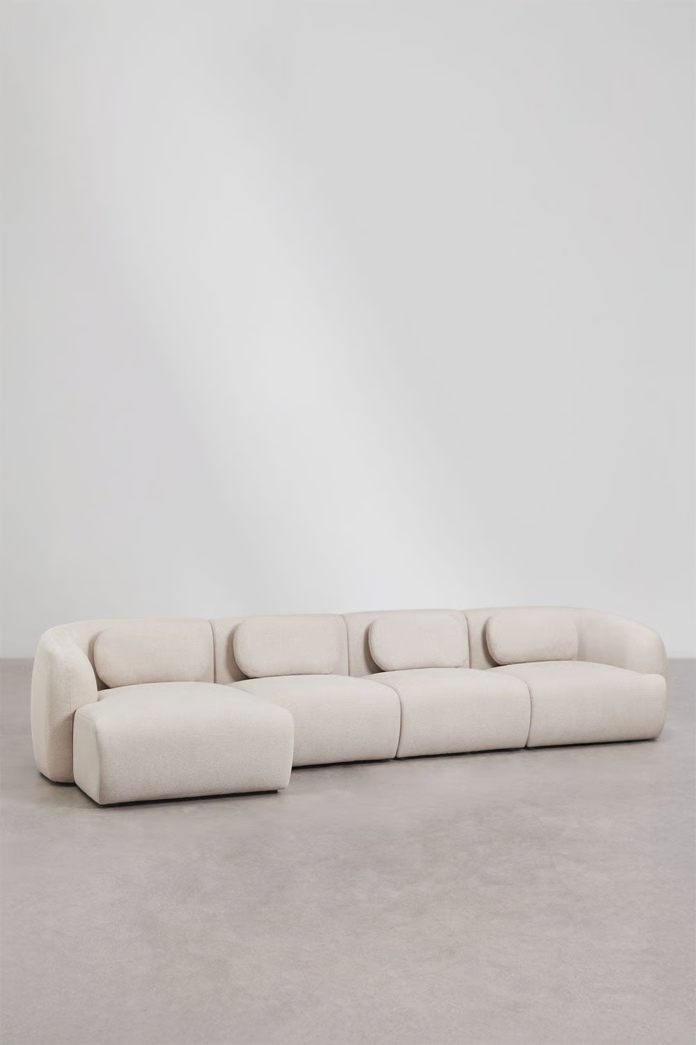UV HOME 4-piece left modular chaise longue sofa in chenille Coquette