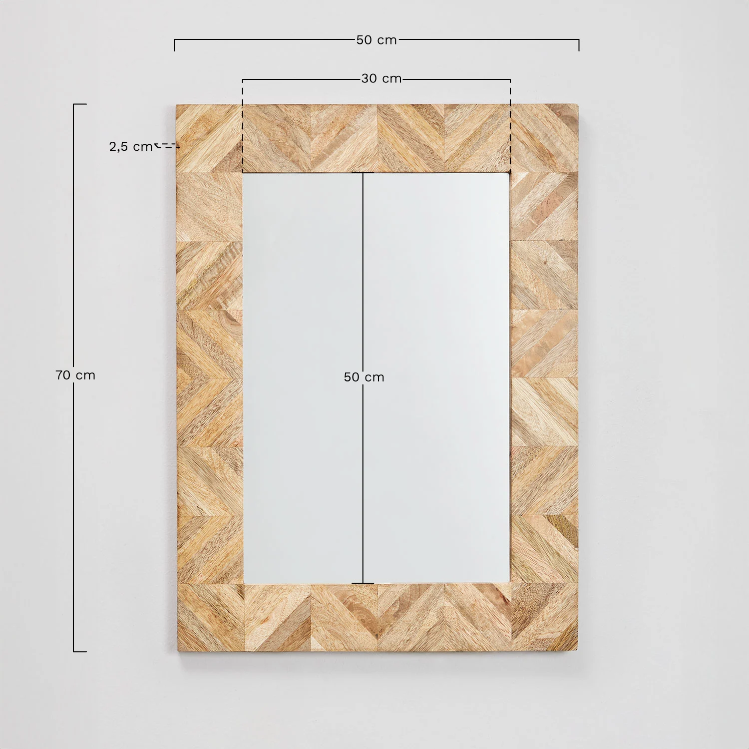 UV HOME Mykonos Rectangular Wall Mirror 50 x 70 cm (Mango Wood)