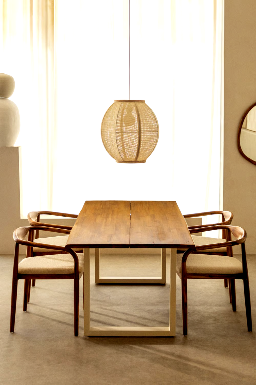 UV Home Maupi Rectangular Dining Table – Acacia Wood & Steel