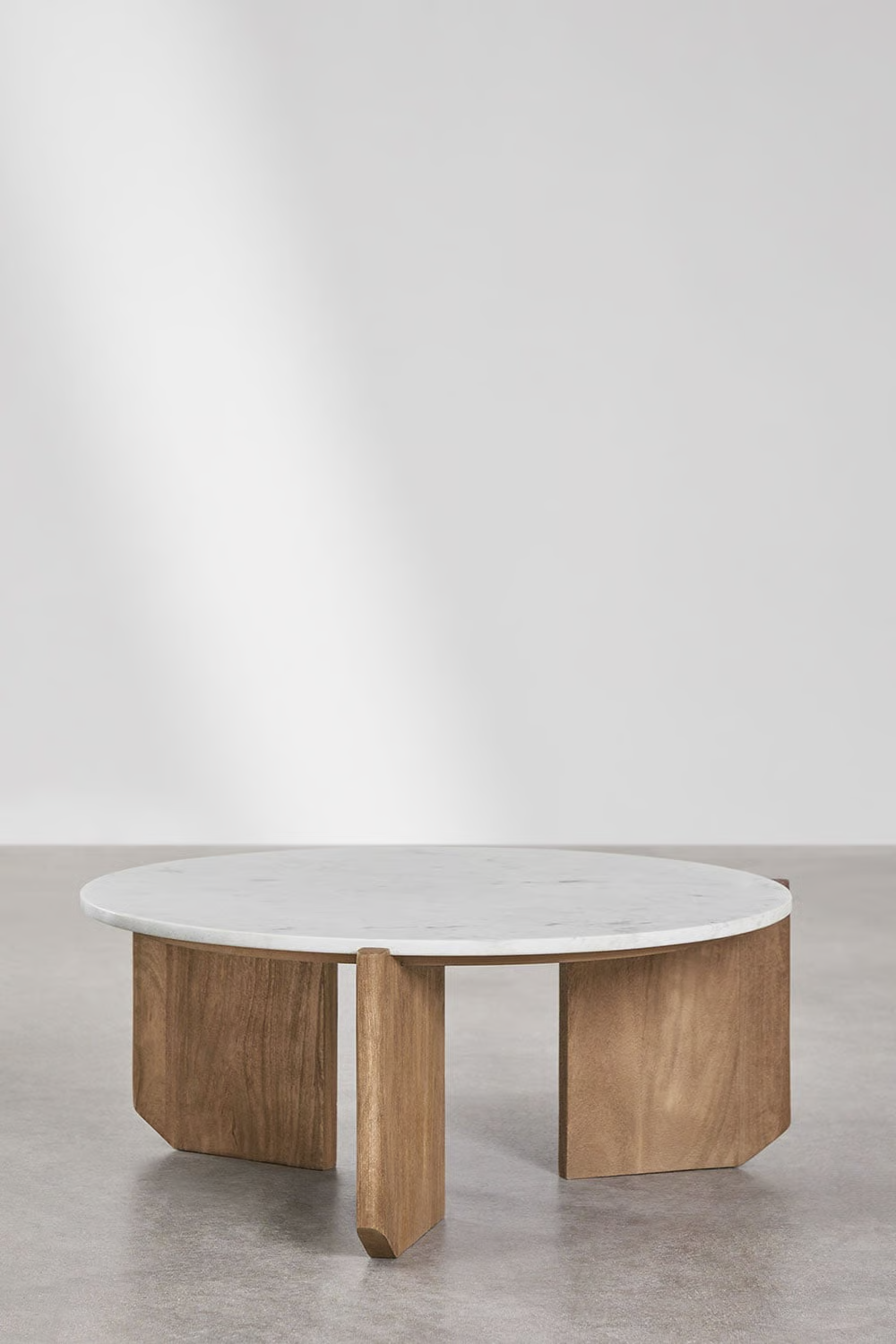UV HOME Round Coffee Table in Natural Stone and Mango Wood Lavinia