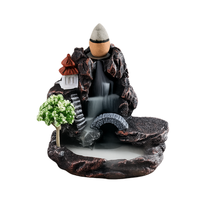 UV HOME Backflow Incense Burner Waterfall with Tree and Pagoda