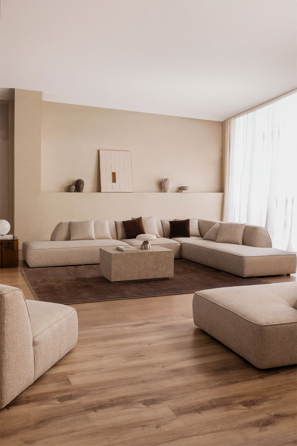 UV HOME Cardea 4-piece modular corner sofa with double upholstered chaise longue