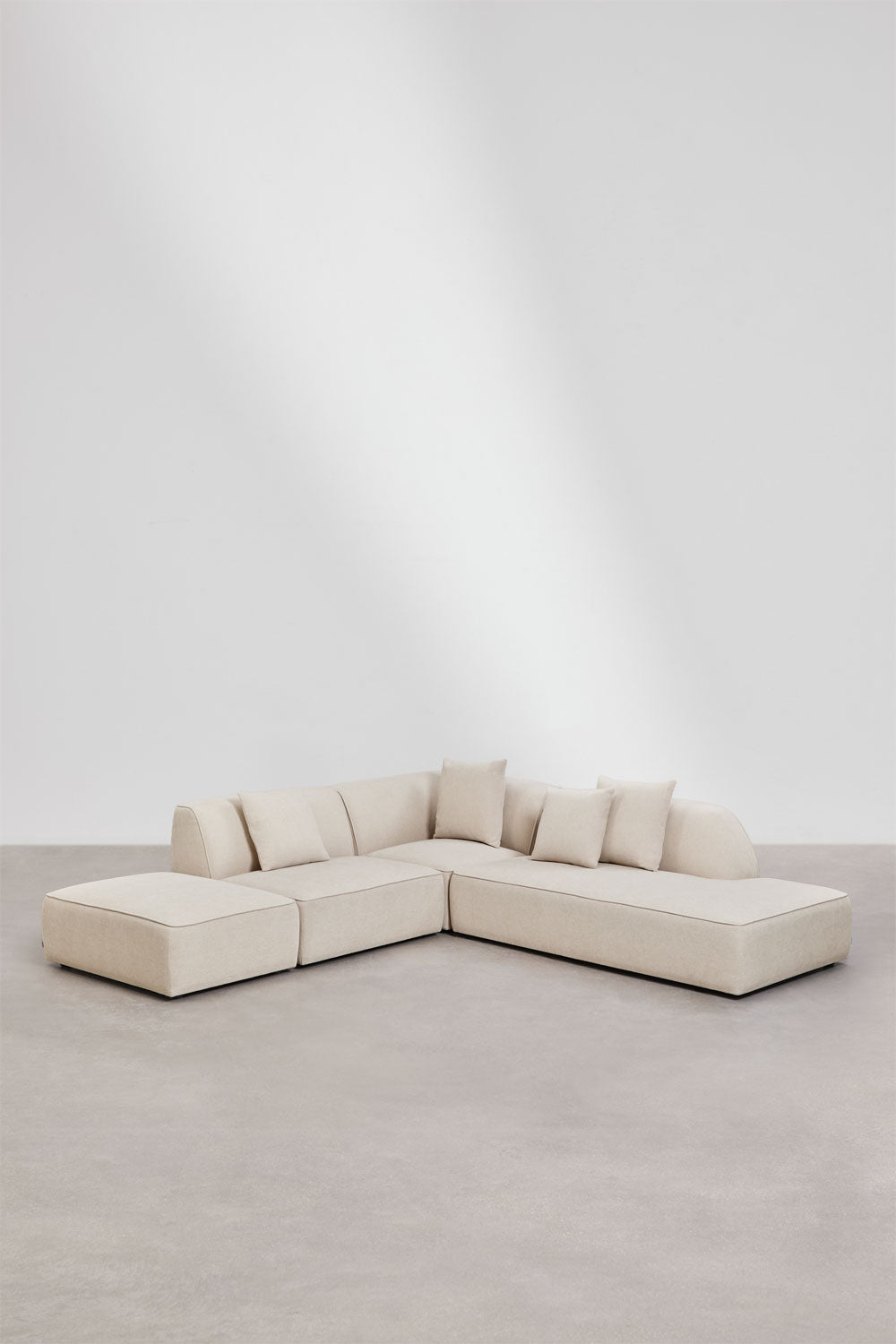 UV HOME Cardea 3-piece modular corner sofa with chaise longue right and upholstered pouf