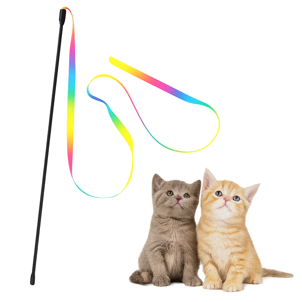 UV HOME Rainbow Ribbon Cat Wand – Interactive Play Toy