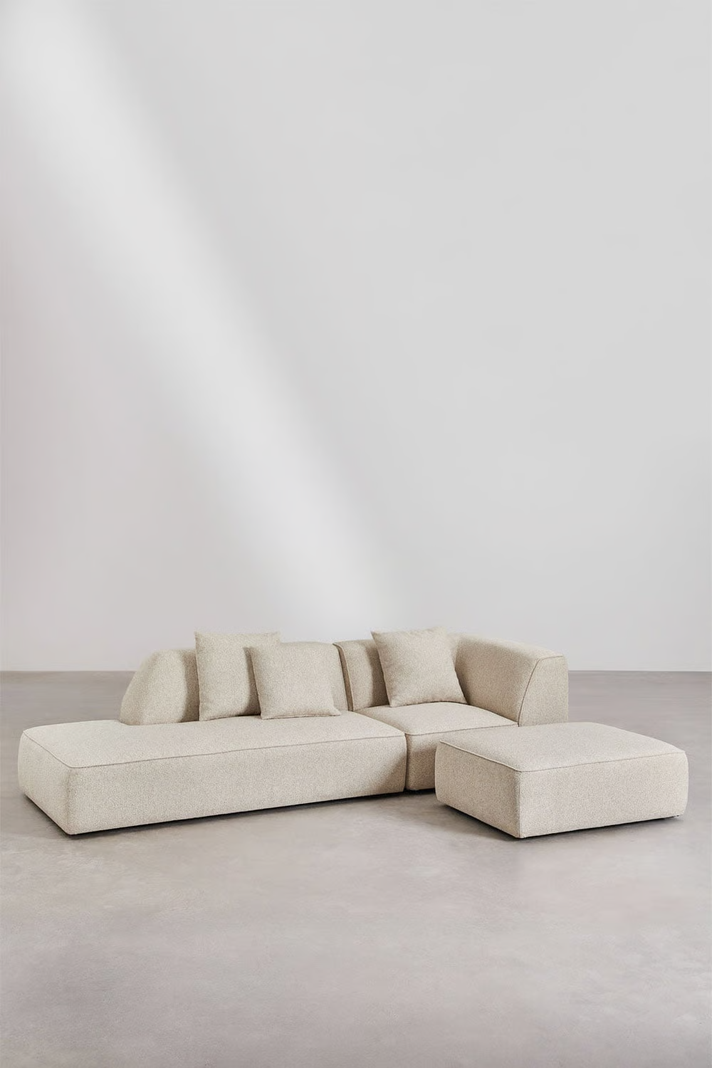 UV HOME Cardea 2-piece modular corner sofa with chaise longue left and upholstered pouf