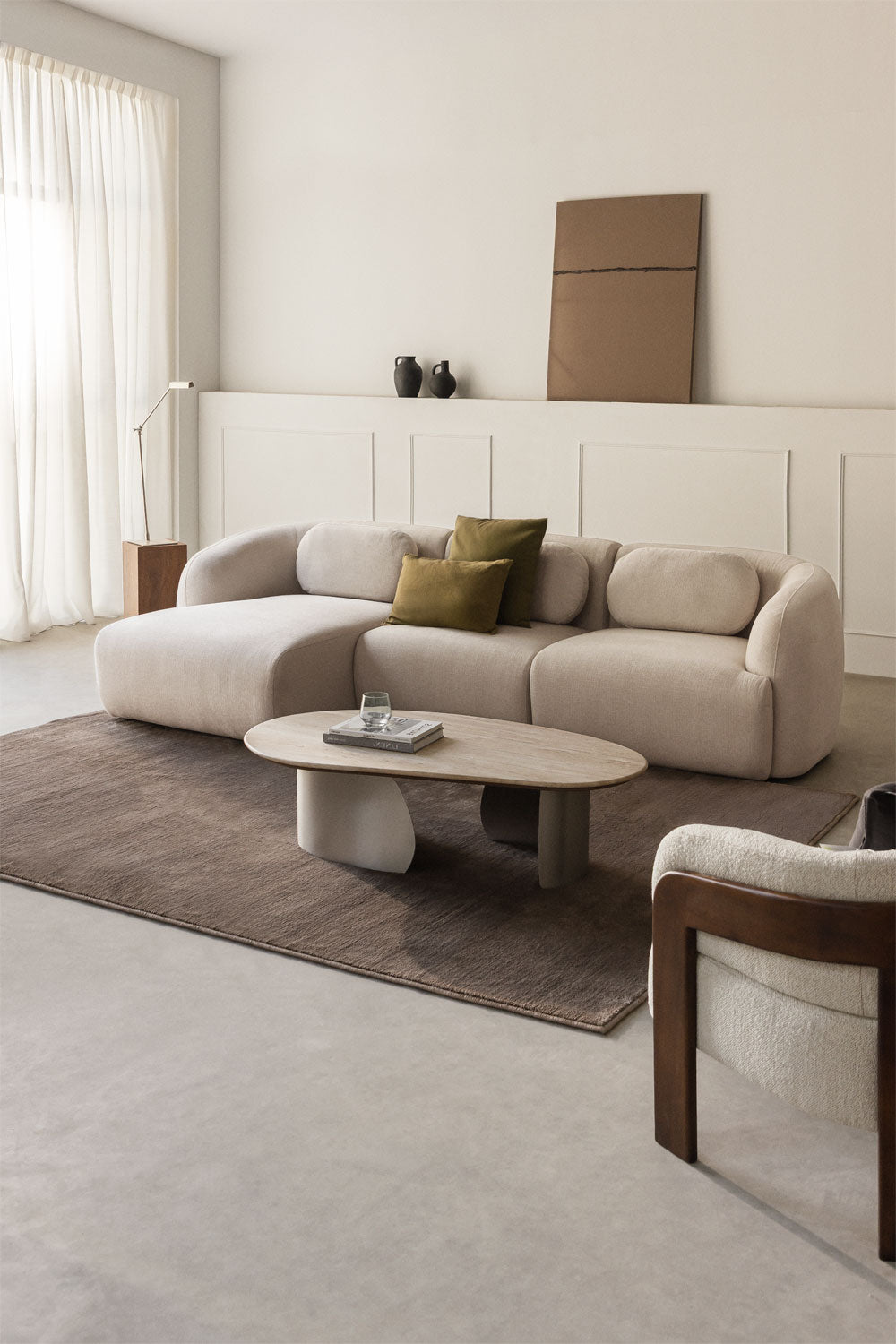 UV HOME 3-piece left chaise longue modular sofa in chenille Coquette