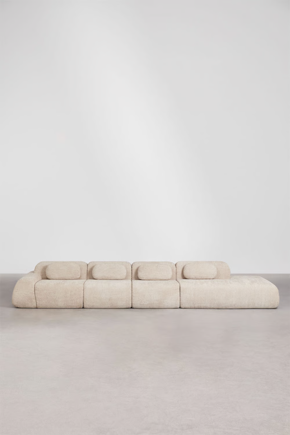 UV HOME Modular 4-part corner sofa with right couch in vacuum packed chenille Merida
