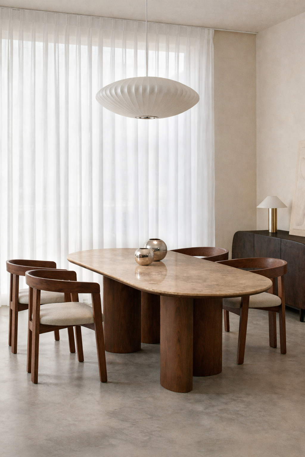 UV Home Dayana Oval Dining Table  – MDF & Marble