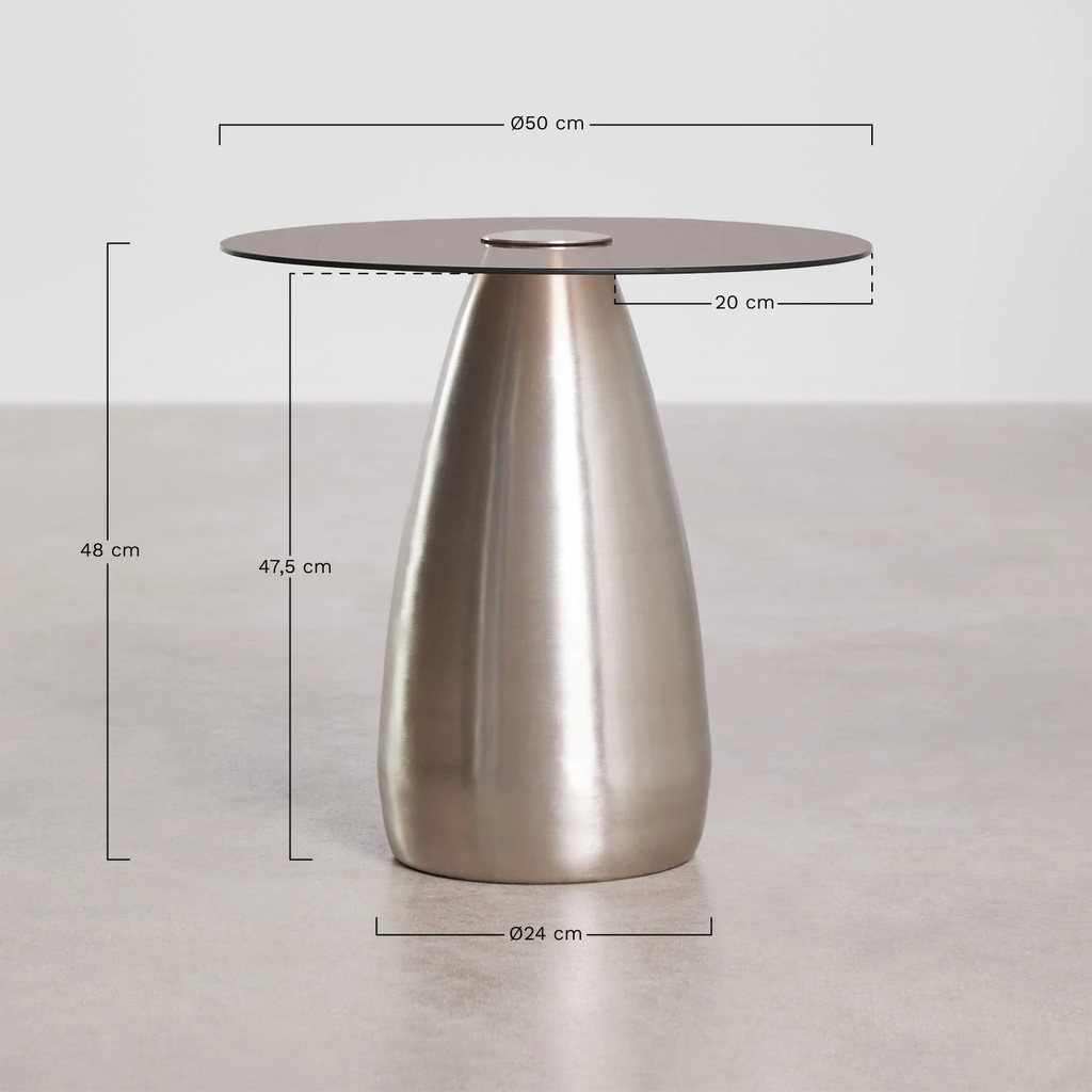 UV HOME Round Bedside Table Ø50 cm in Tempered Glass Mariana