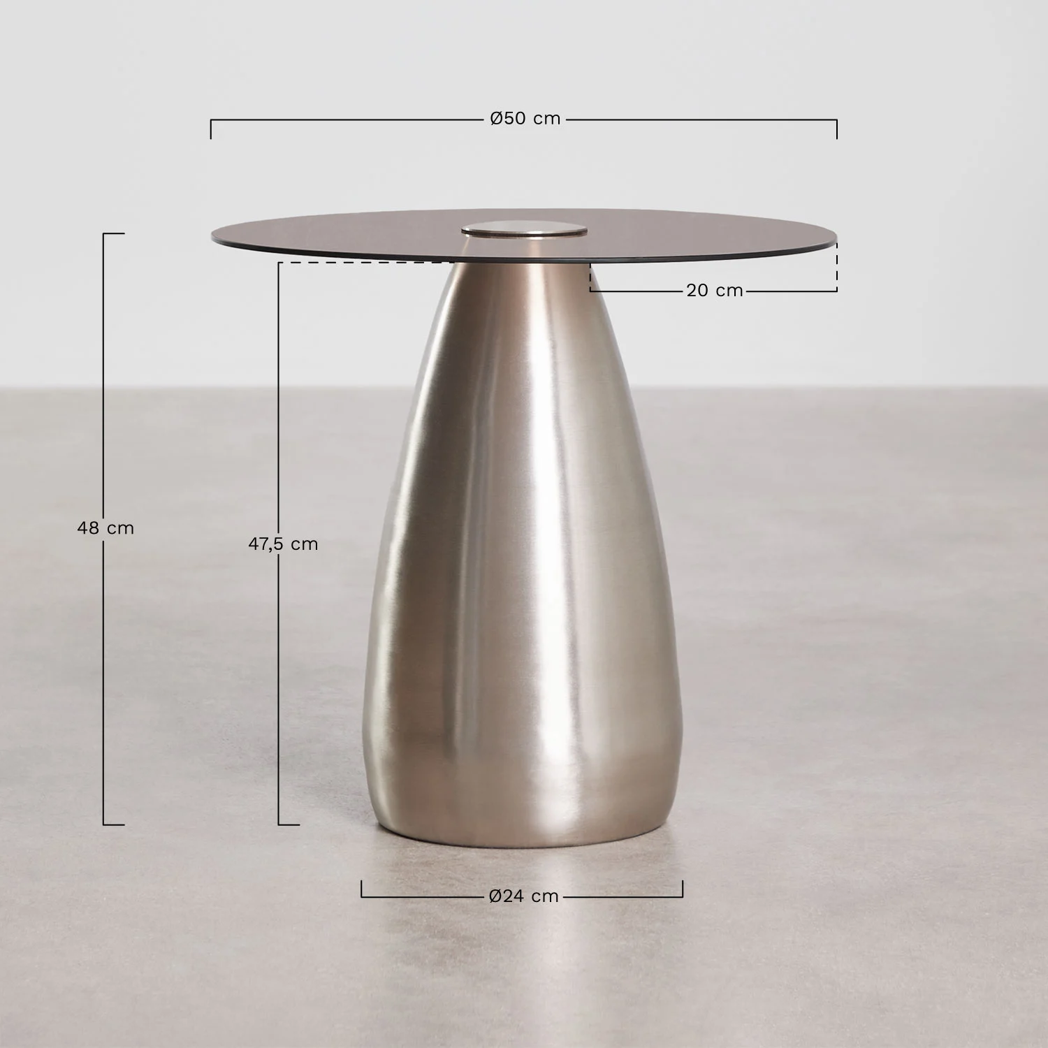 UV HOME Round Bedside Table Ø50 cm in Tempered Glass Mariana