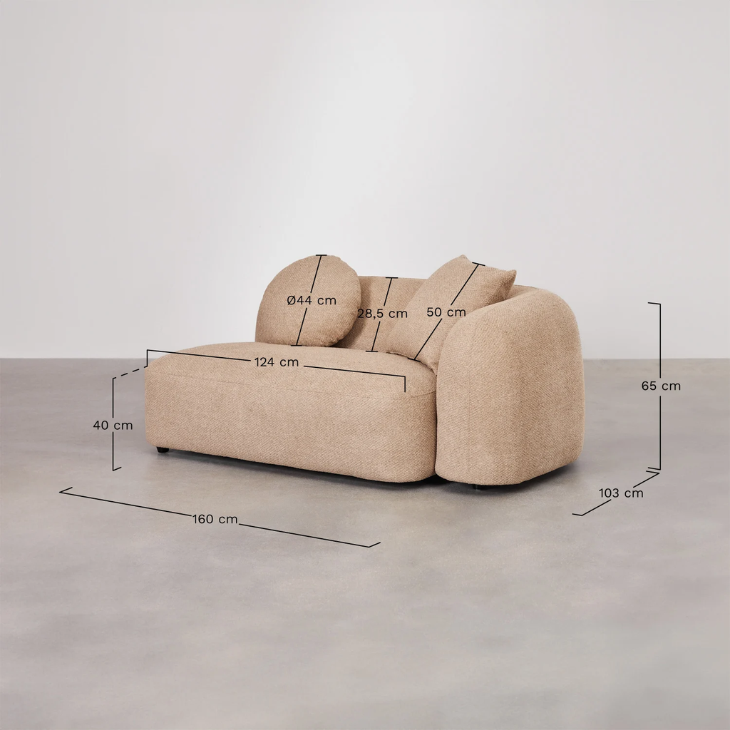 UV HOME 2-seater corner module right for modular sofa in Coco chenille