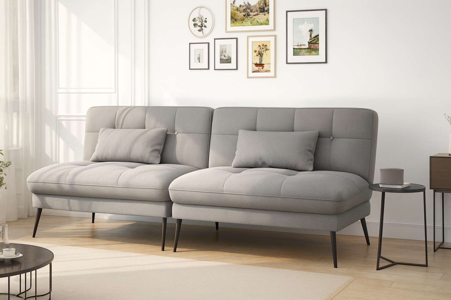 Modern Green Two-Seater Sofa with Pillows – UV Homes