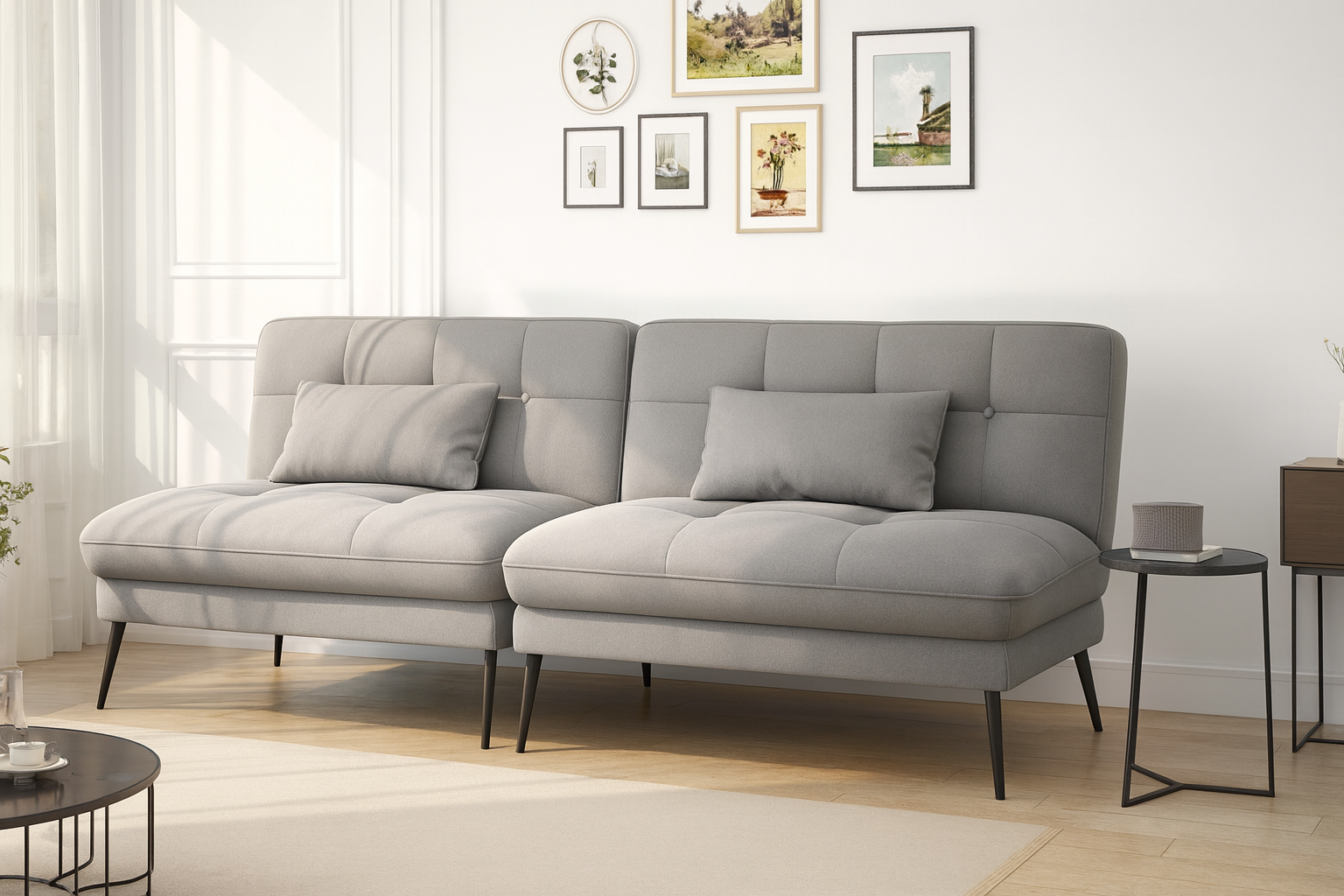 Modern Green Two-Seater Sofa with Pillows – UV Homes