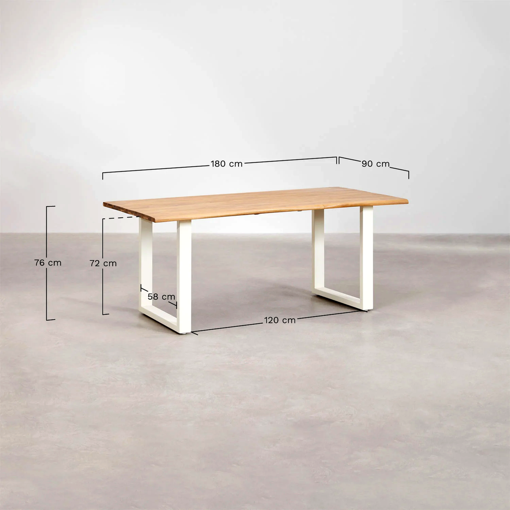 UV Home Maupi Rectangular Dining Table – Acacia Wood & Steel