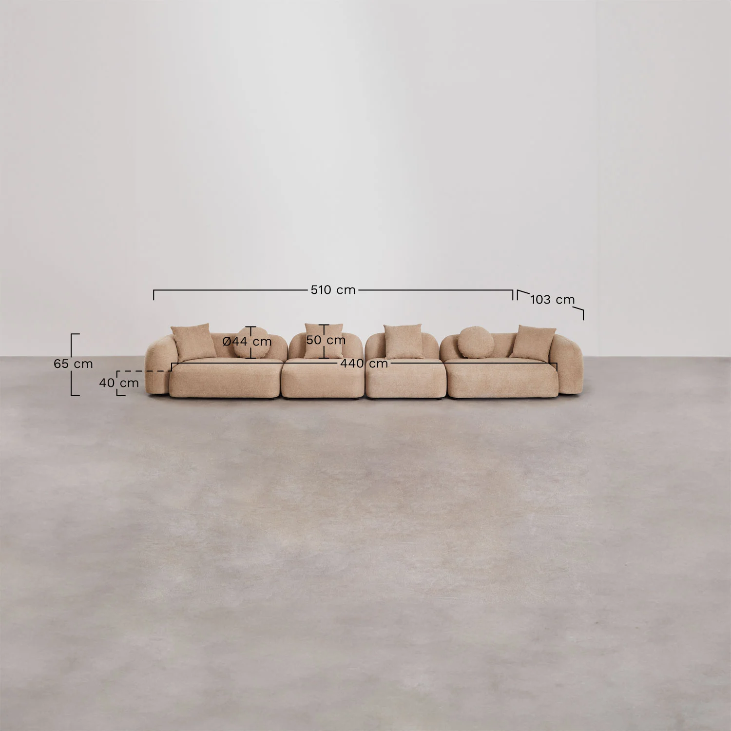 UV HOME Modular 4-piece sofa in chenille Coco