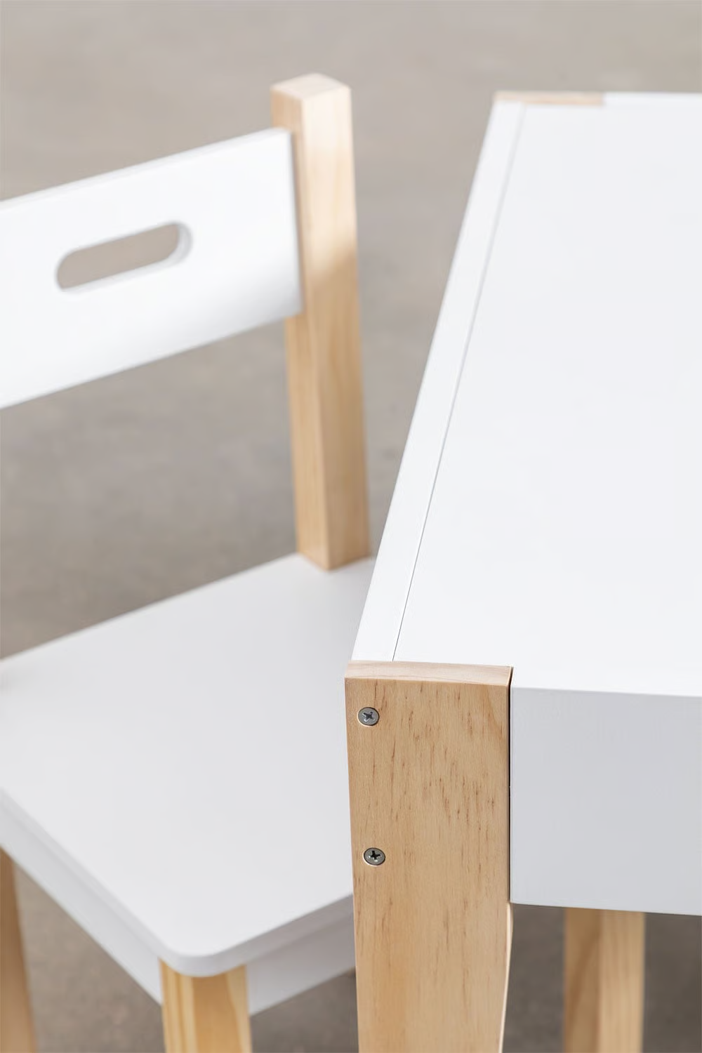 UV Home Set of chalk table with storage and 2 chairs in MDF and pine wood Belfy Kids