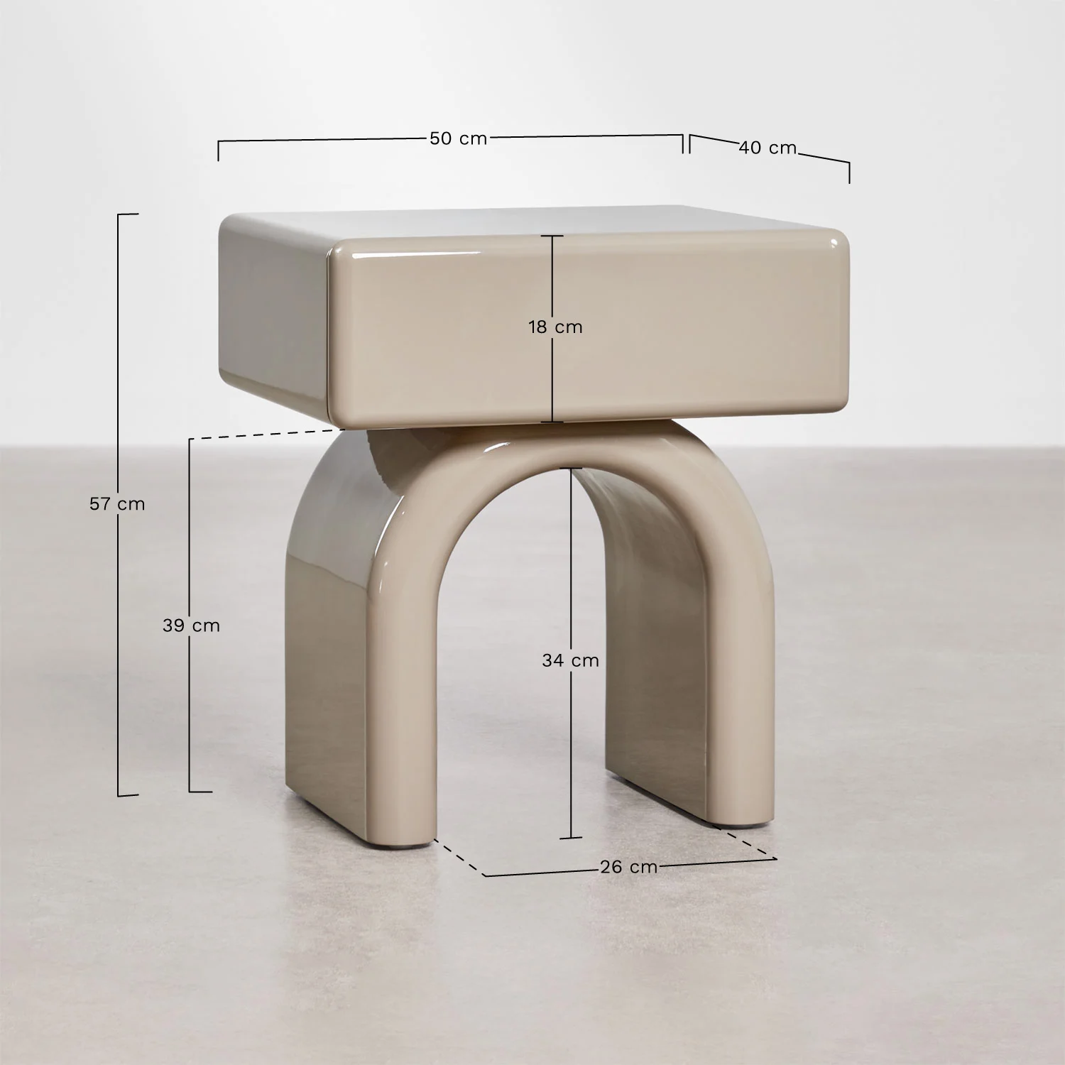 UV HOME Rectangular Bedside Table 50x40 cm in MDF Volire