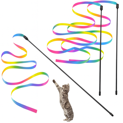 UV HOME Rainbow Ribbon Cat Wand – Interactive Play Toy