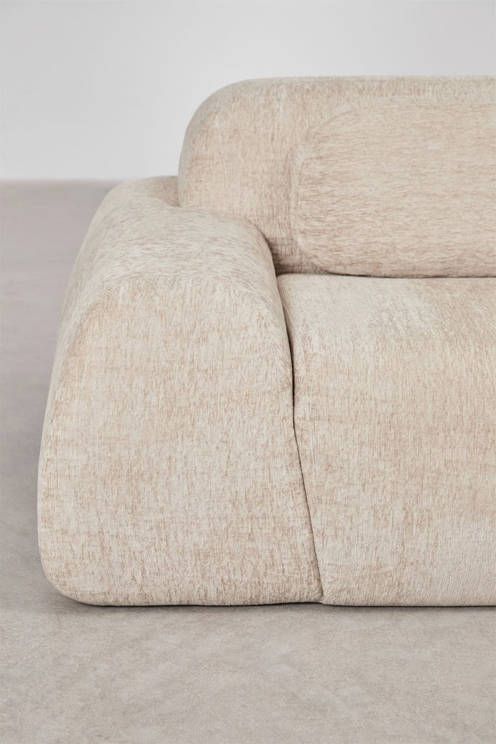 UV HOME Modular 3-part corner sofa with right couch in vacuum-packed chenille Merida