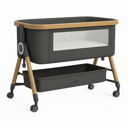 UV HOME – Portable Foldable 3-in-1 Baby Crib with Adjustable Height, Shaker Bassinet, Wheels & Mosquito Net