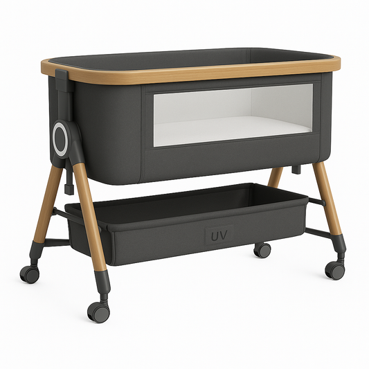 UV HOME – Portable Foldable 3-in-1 Baby Crib with Adjustable Height, Shaker Bassinet, Wheels & Mosquito Net