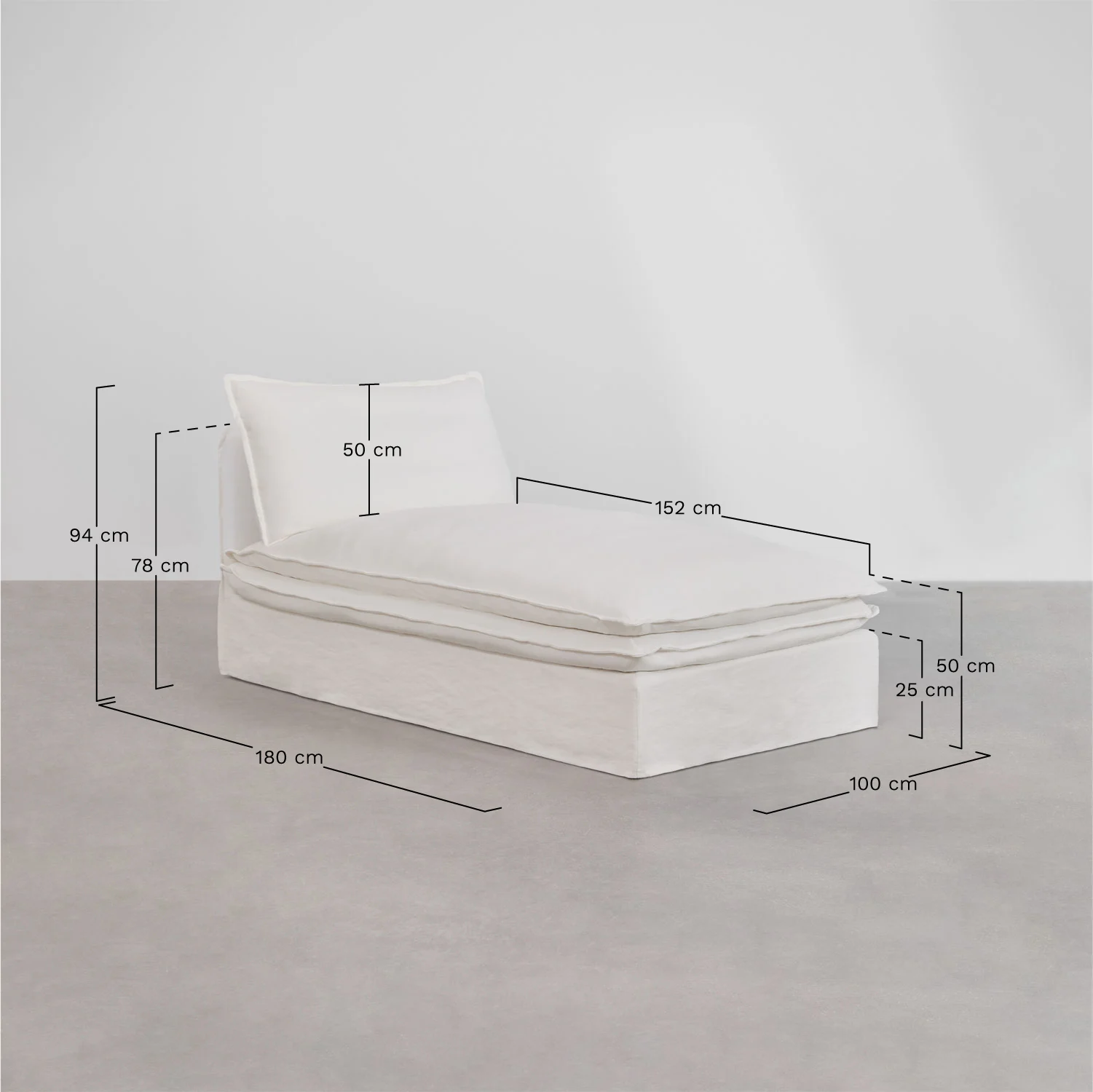 UV HOME Longue chair module for modular sofa in linen and cotton Grace