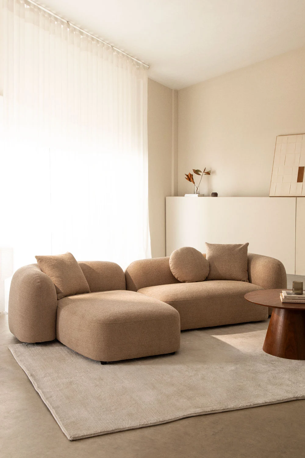 UV HOME Modular sofa with left chaise longue of 2 parts in chenille Coco