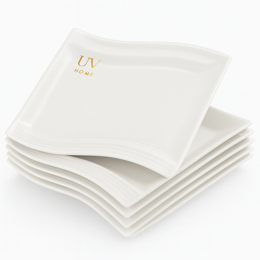 UV HOME MALACASA Flora Ivory White Porcelain Dinner Plates