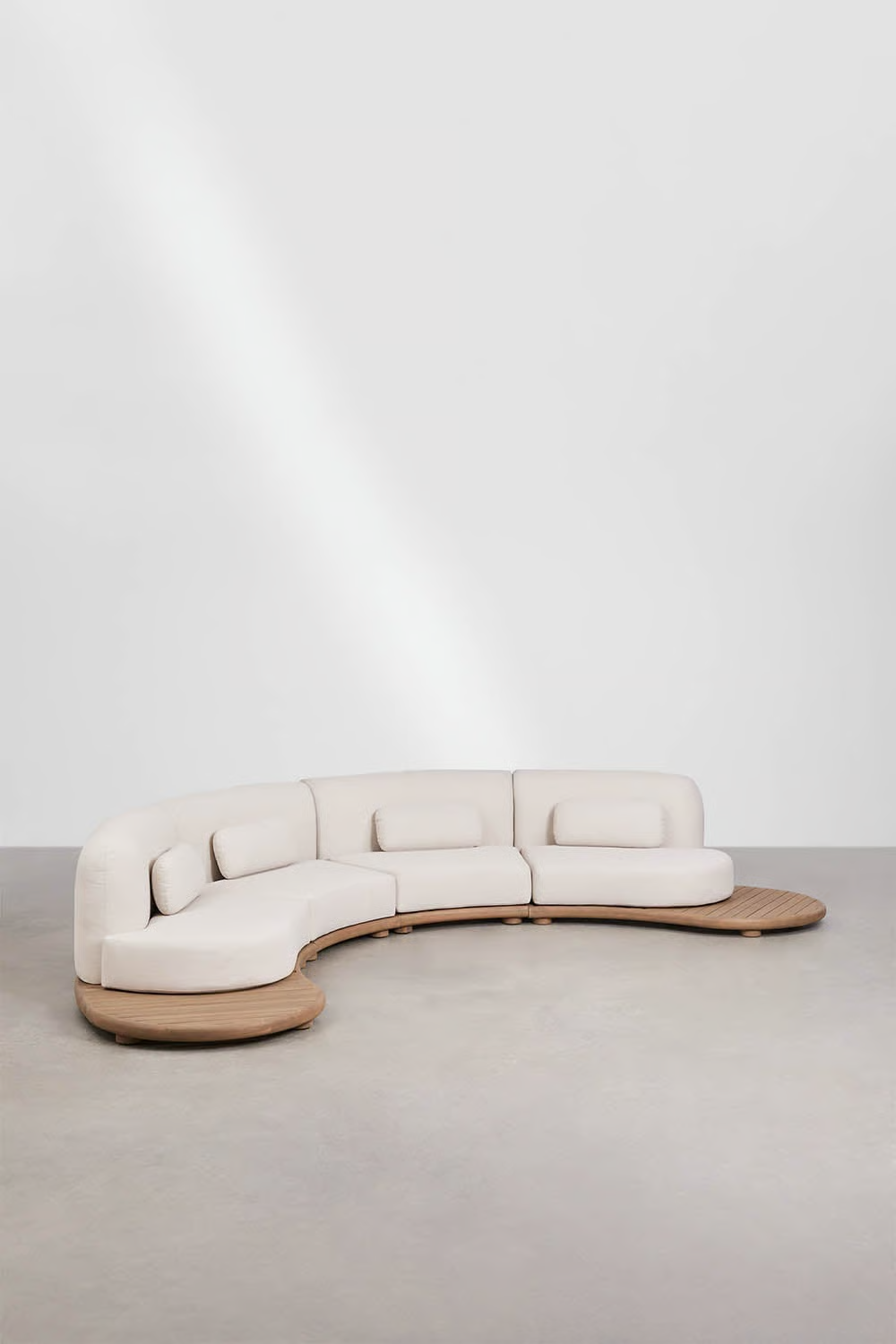 UV HOME Gerard 4-Piece Curved Modular Acacia Wood Garden Sofa