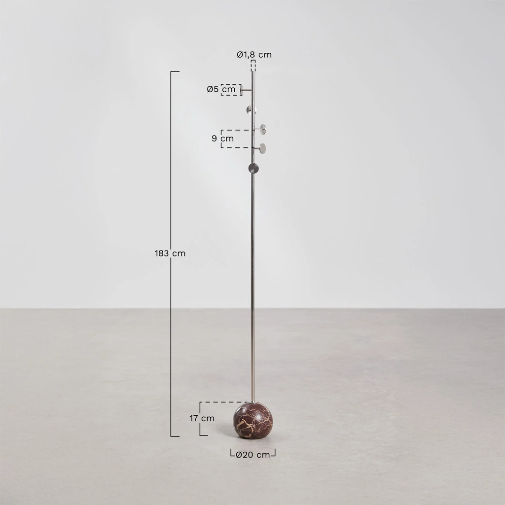 UV HOME Felora Freestanding Coat Rack in Iron and Marble