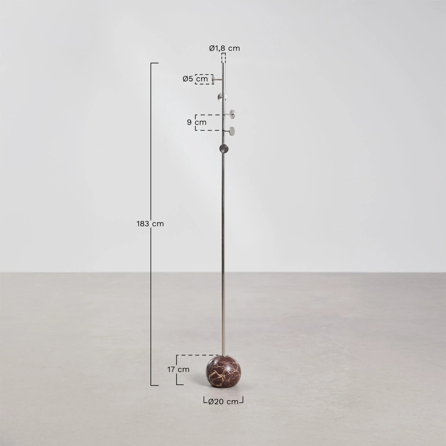 UV HOME Felora Freestanding Coat Rack in Iron and Marble