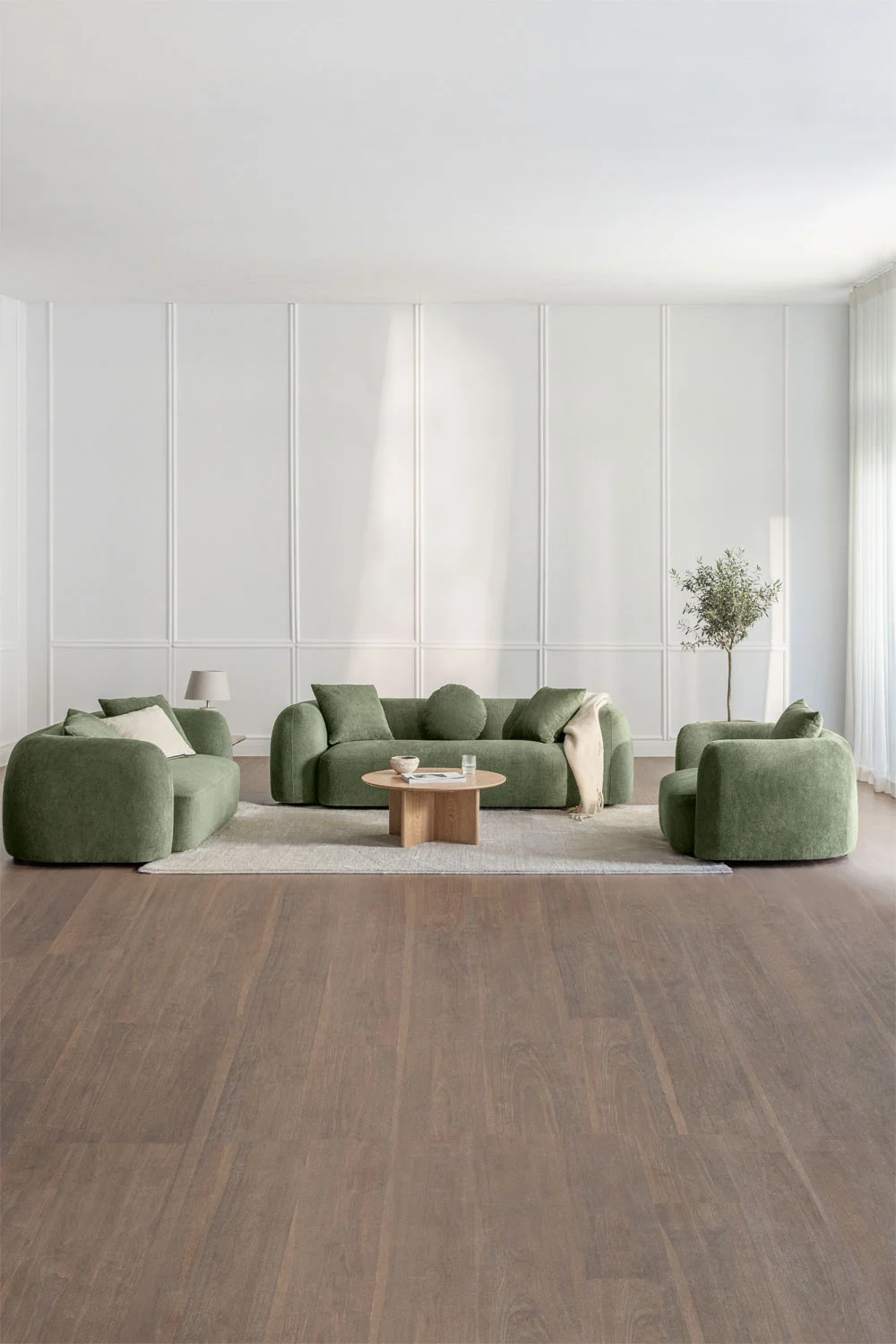 UV HOME Living Room Set with 3-Seater Modular Sofa, 2-Seater Sofa and Armchair in Coco Chenille