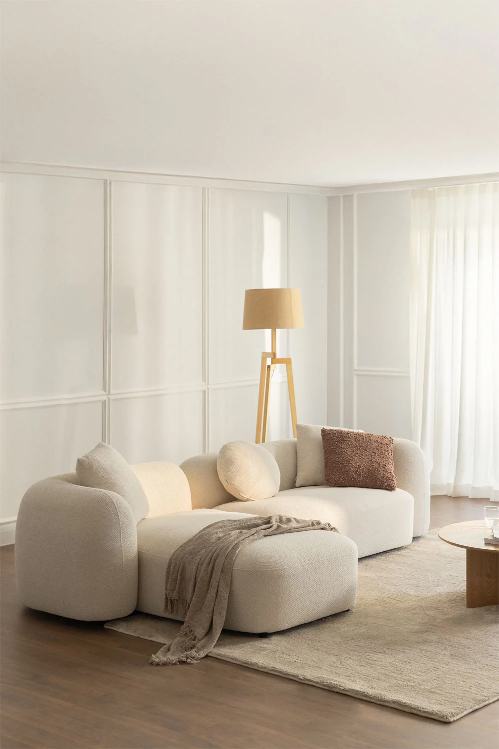 UV HOME Modular sofa with left chaise longue of 2 parts in chenille Coco