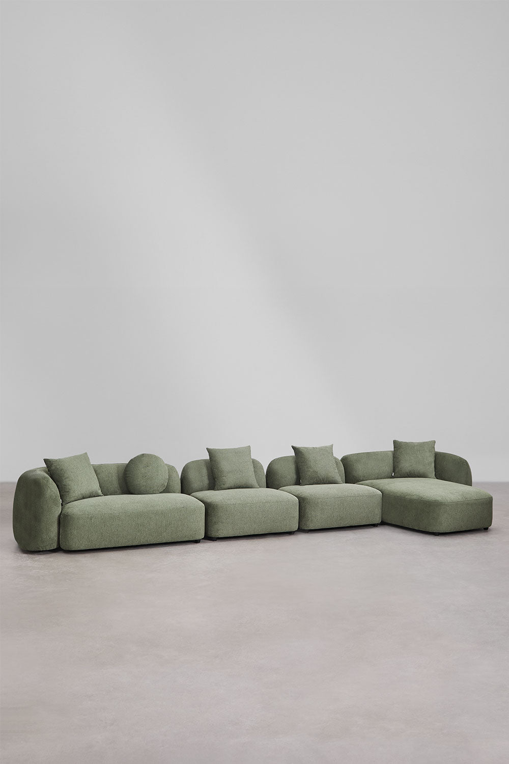 UV HOME Modular sofa with chaise longue right, 4-piece in chenille Coco