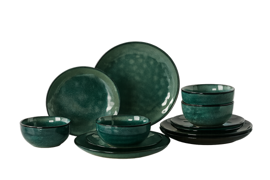 UV HOME Vancasso 12/24-Piece Green Ceramic Dinnerware Set